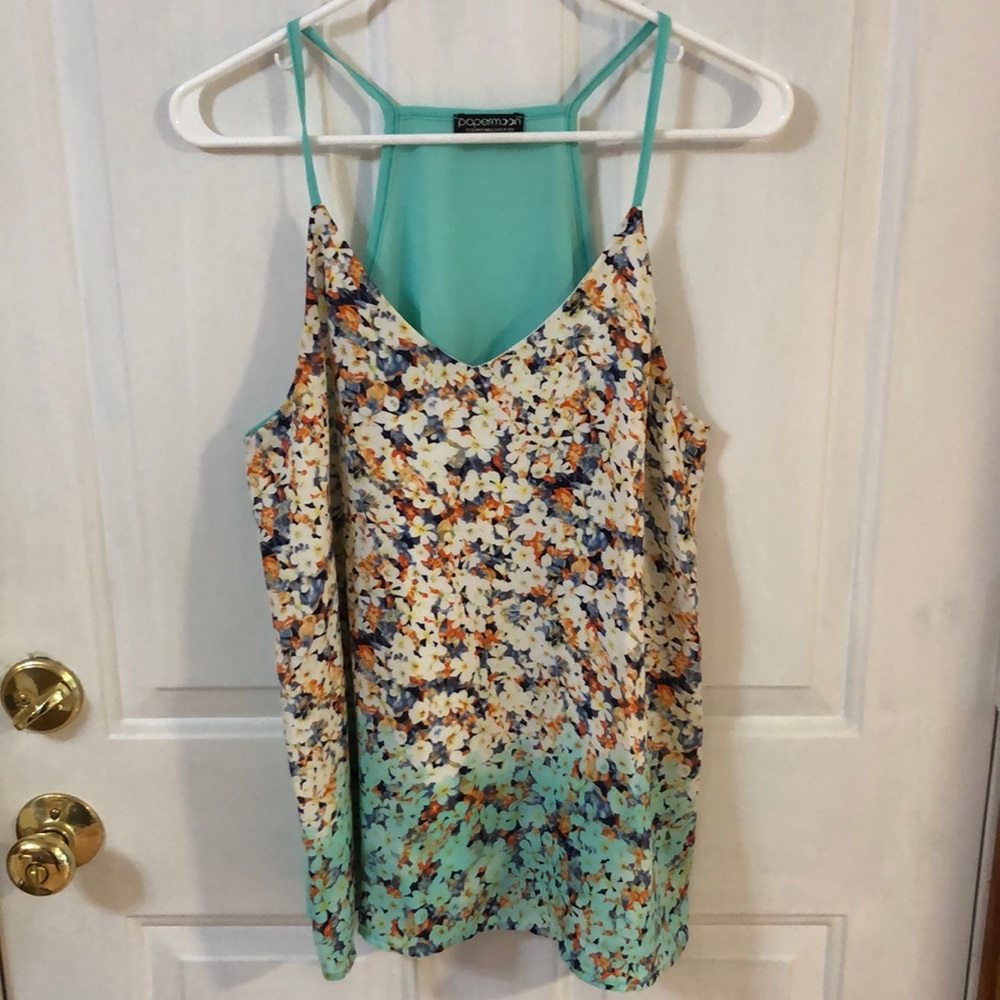 Papermoon Stitch Fix turquoise and floral top (M)